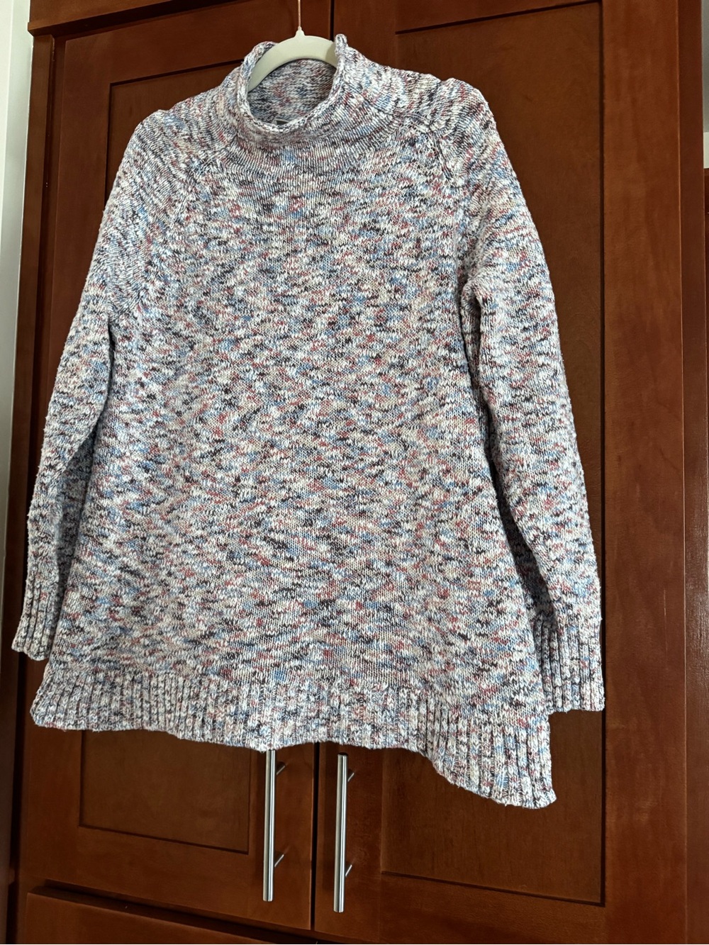 L.L. Bean Multicolor Confetti Specked Mocklef Neck Sweater Size XL